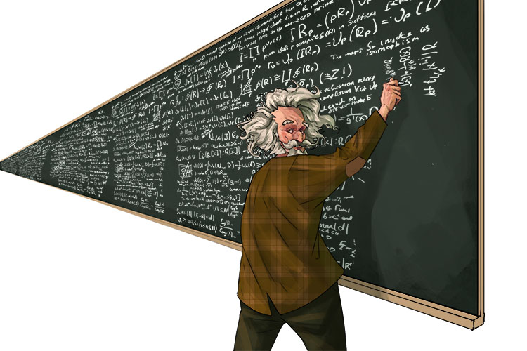 The eccentric professor just seemed to keep lengthening the equation on the blackboard